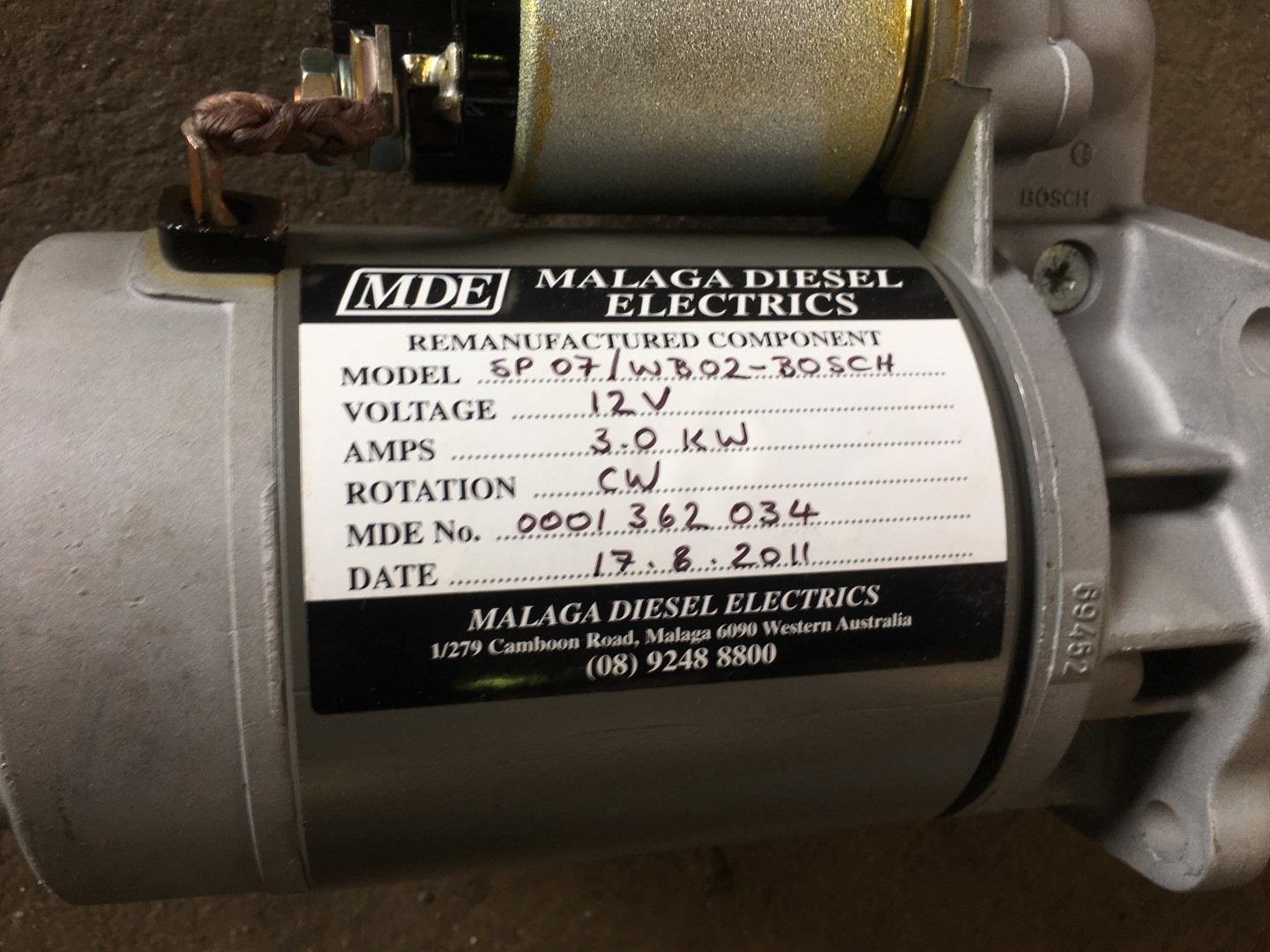 BOSCH STARTER MOTOR 0001 362 034 StarterAlternatorsAircon Allused